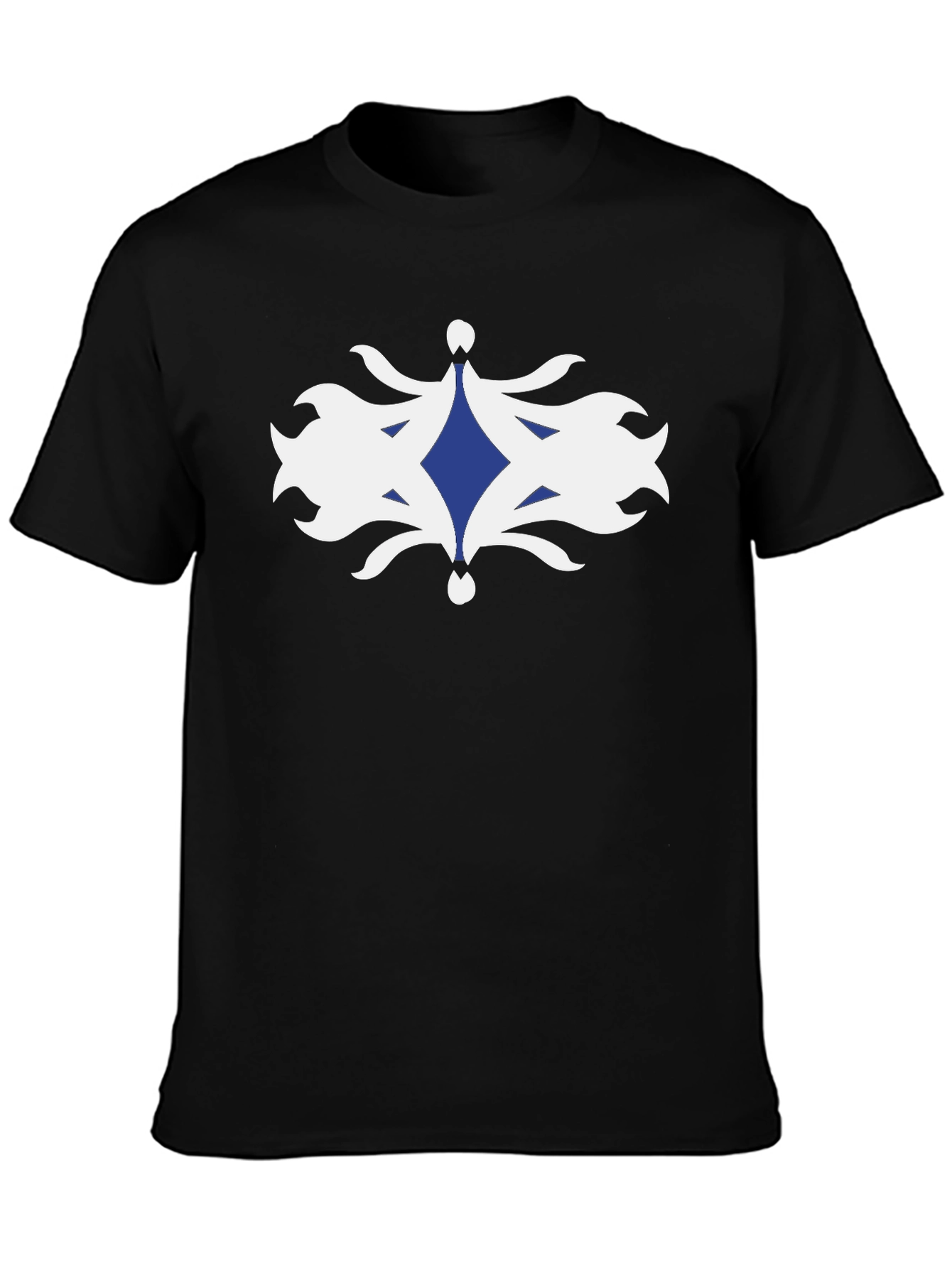 Stylish Black T-Shirt with Blue Diamond Graphic Design