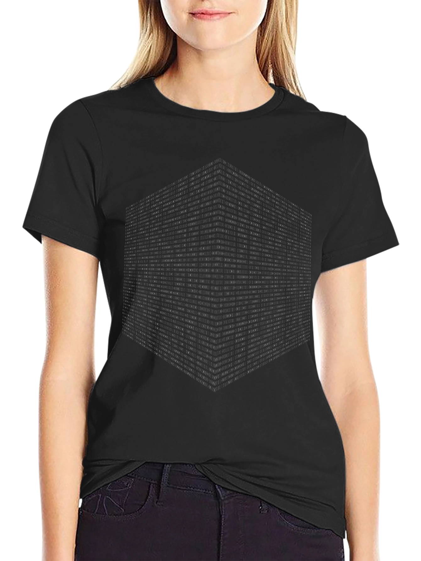 Geometric Cube Print Black T-Shirt