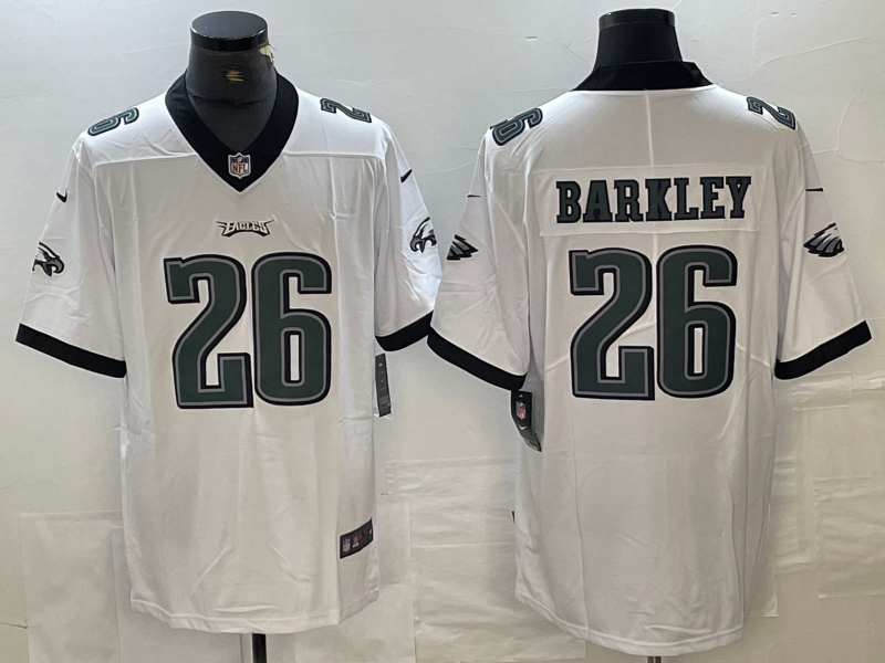 Men's Philadelphia Eagles Saquon Barkley #26 White Game Player Jerseys