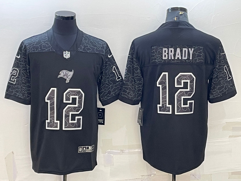 Men's Tampa Bay Buccaneers Tom Brady #12 Black Retired Player RFLCTV Limited Jerseys