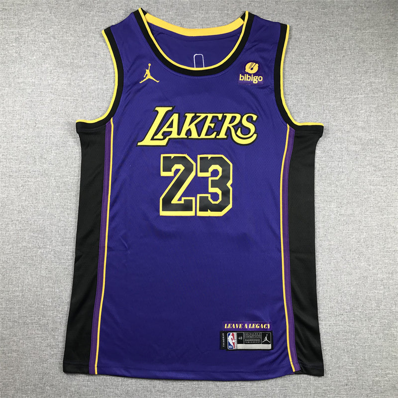 Men's Los Angeles Lakers LeBron James #23 Purple Swingman Jerseys - Statement Edition