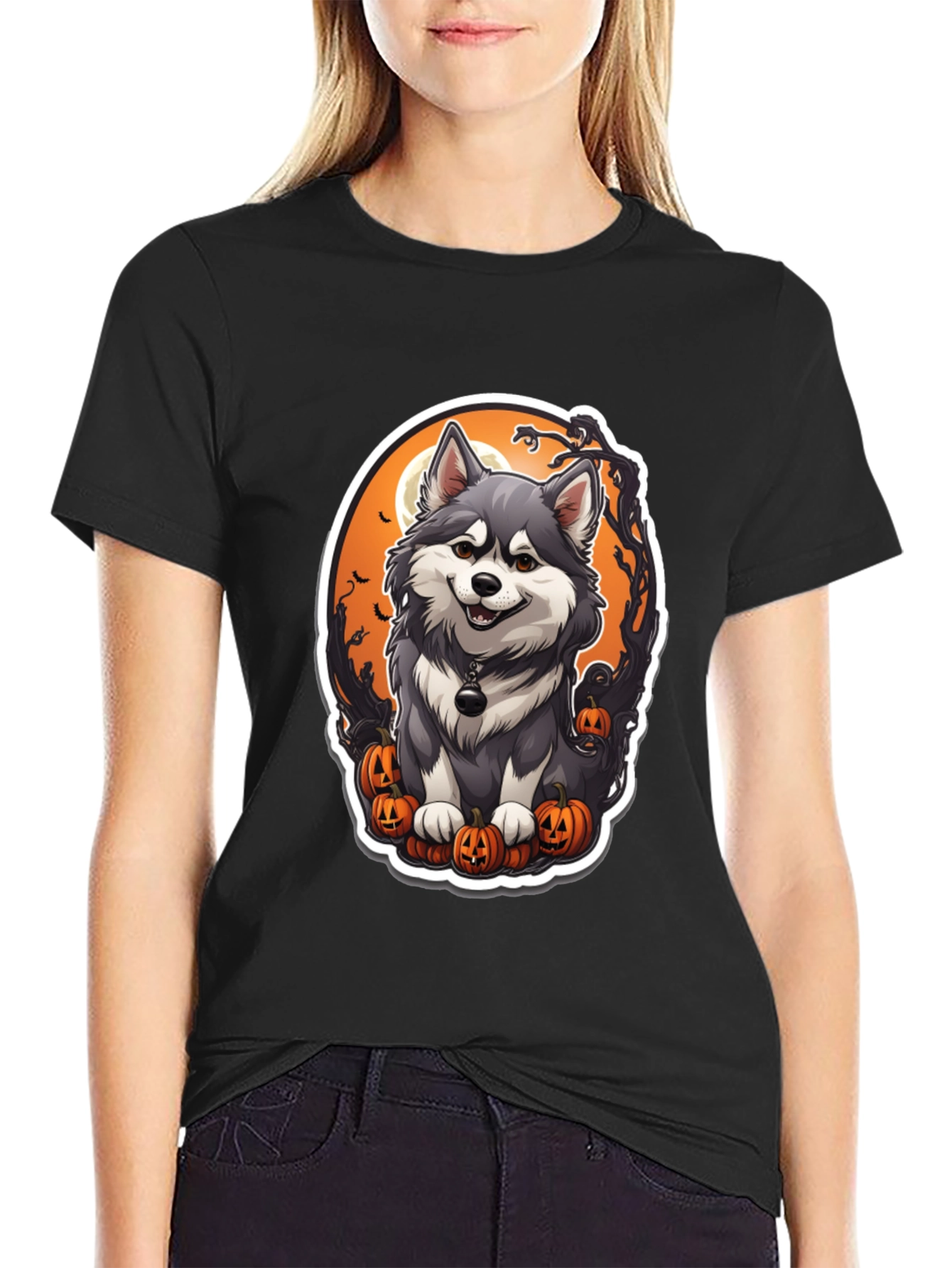 Halloween Husky T-Shirt - Spooky Cute Dog Design
