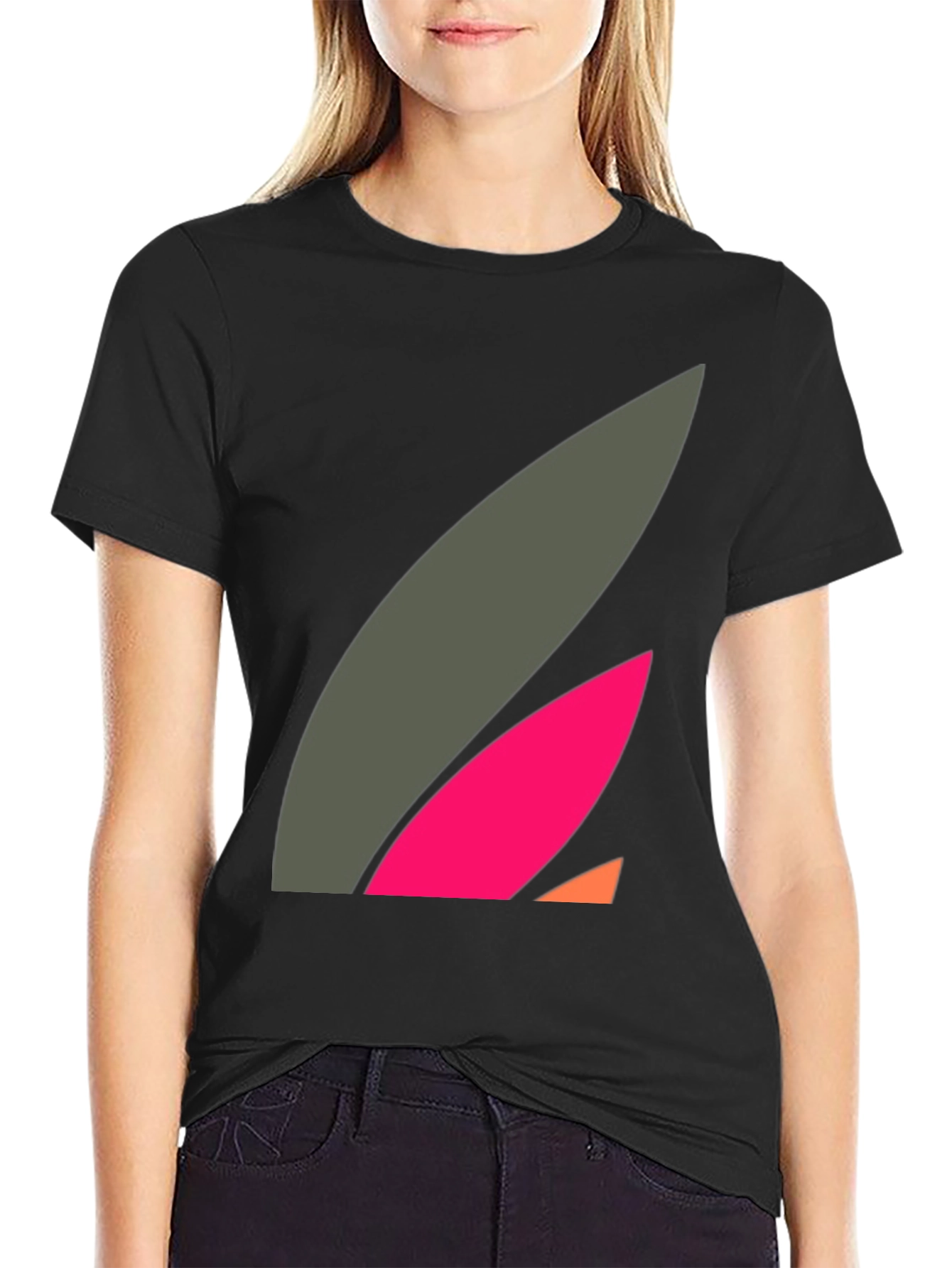 Abstract Graphic Black Tee - Modern Casual Style
