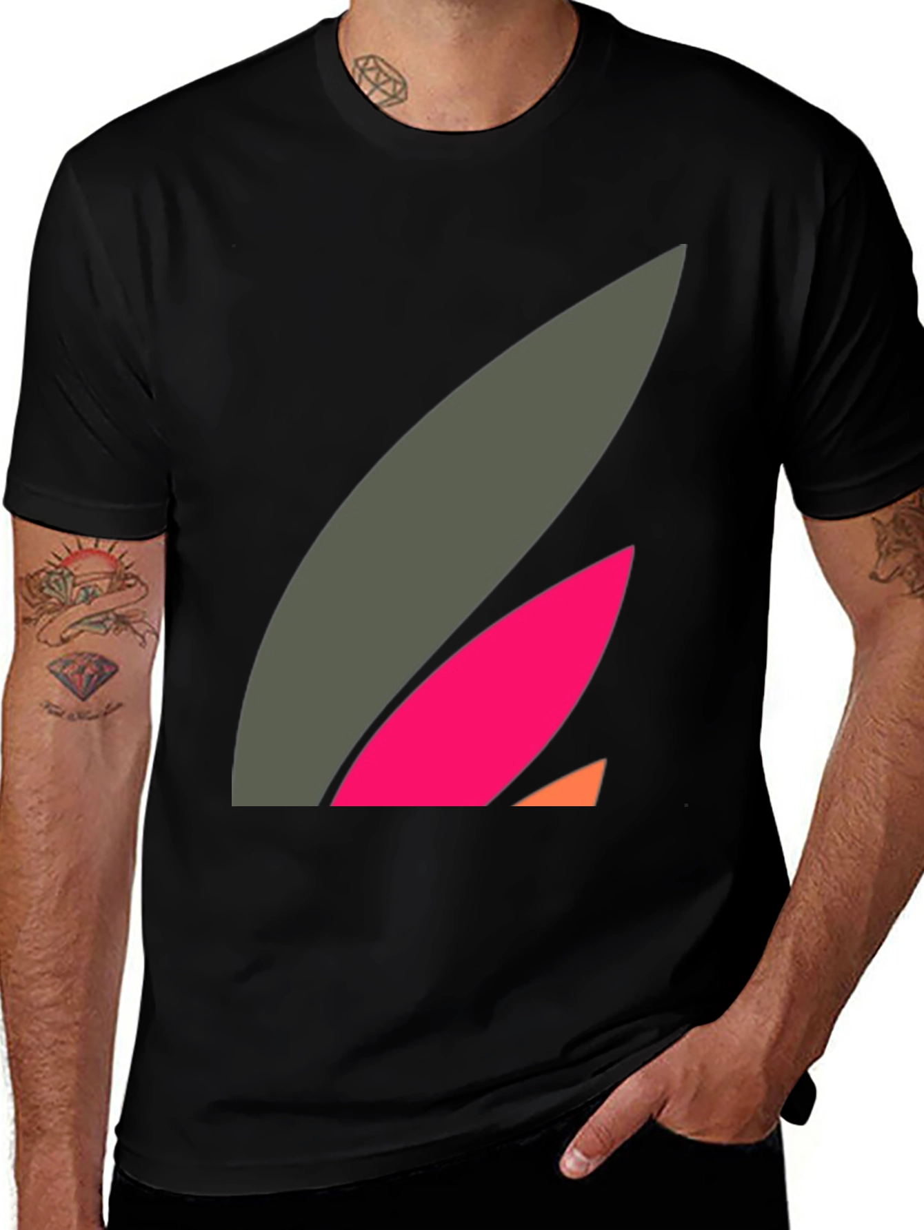 Abstract Graphic Black Tee - Modern Casual Style