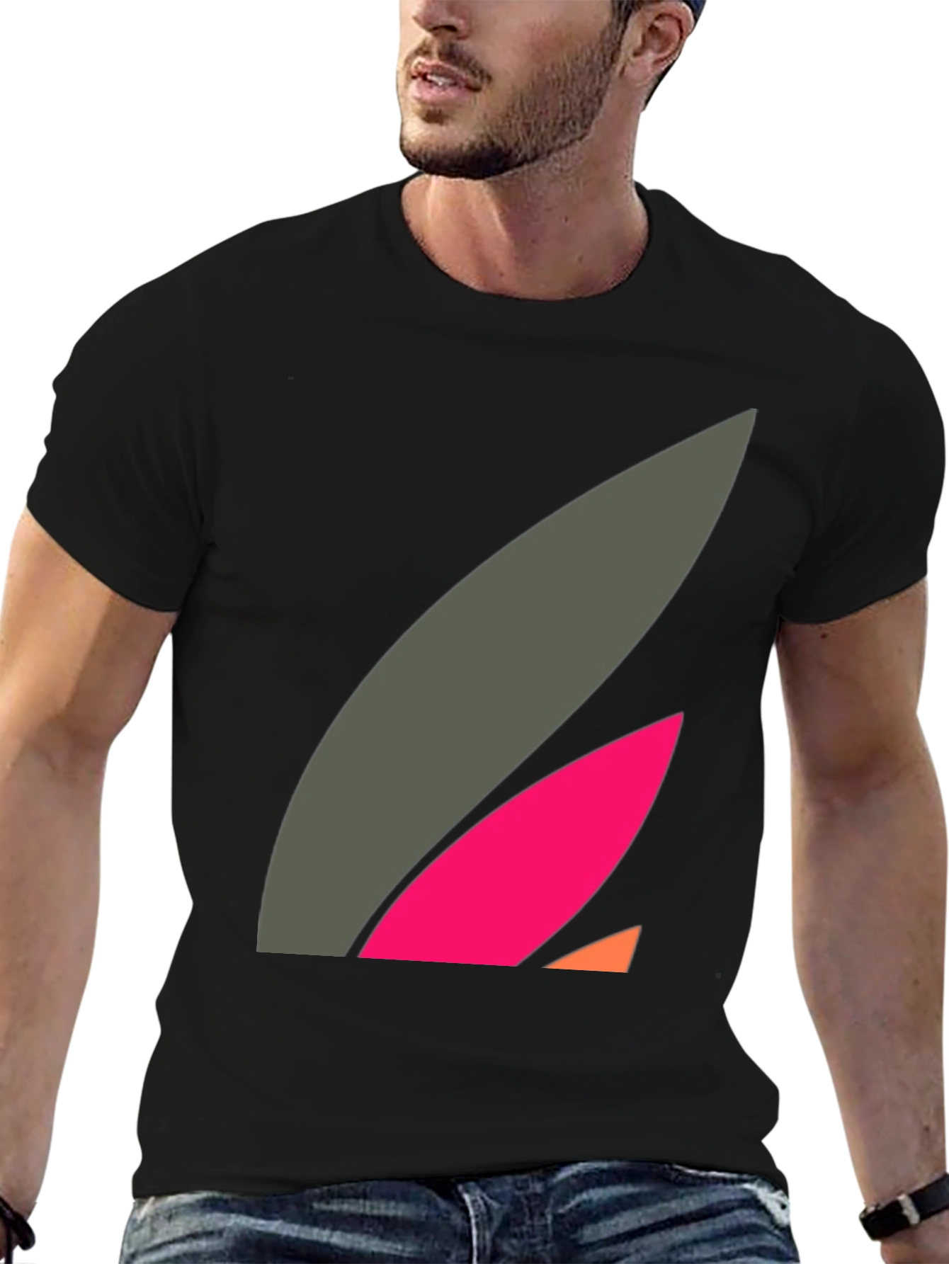 Abstract Graphic Black Tee - Modern Casual Style