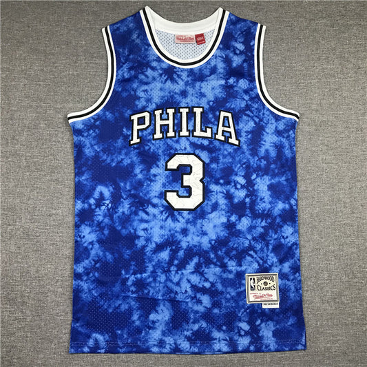 Men's Philadelphia 76ers Allen Iverson #3 Blue Galaxy Swingman Jerseys