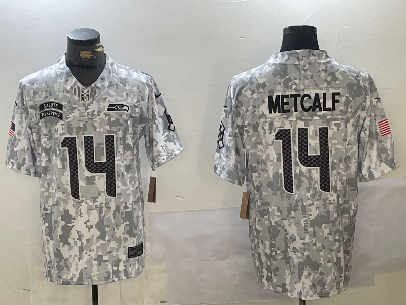 Men's Seattle Seahawks DK Metcalf #14 Arctic Camo 2024 Salute to Service Limited Jerseys
