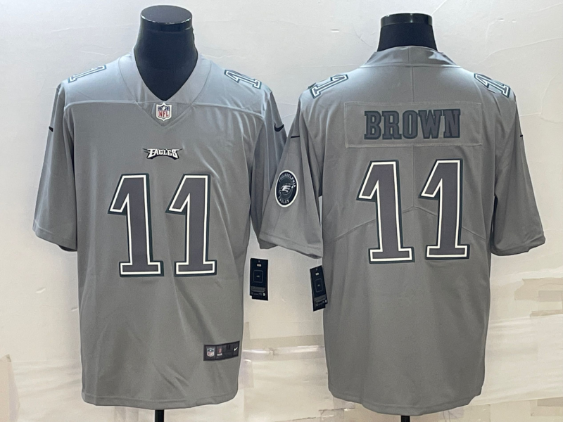 Men's Philadelphia Eagles A.J. Brown #11 Gray Atmosphere Fashion Game Jerseys