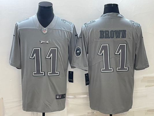 Men's Philadelphia Eagles A.J. Brown #11 Gray Atmosphere Fashion Game Jerseys