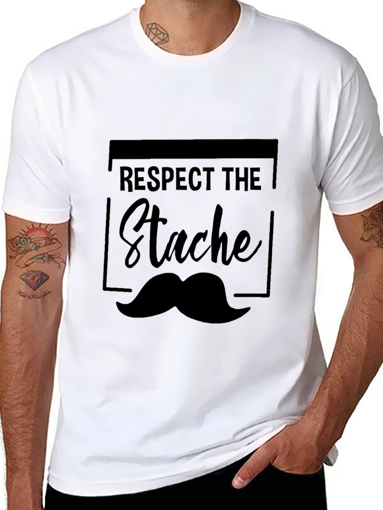 Respect the Stache T-Shirt - Mustache Graphic Tee