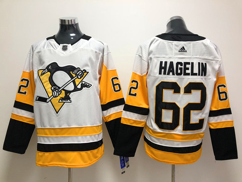 Men's Pittsburgh Penguins Carl Hagelin #62 White Replica Player Jerseys