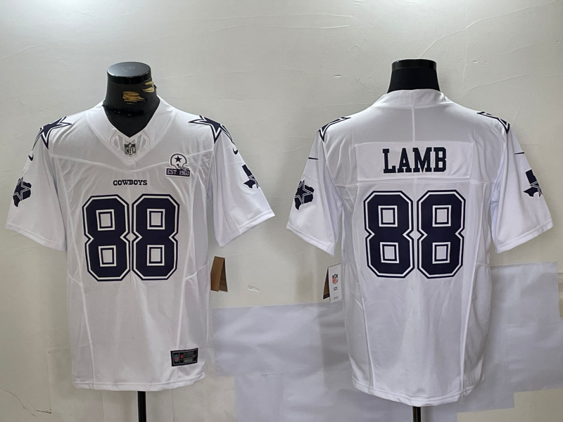 Men's Dallas Cowboys CeeDee Lamb #88 White Fashion Game Jerseys