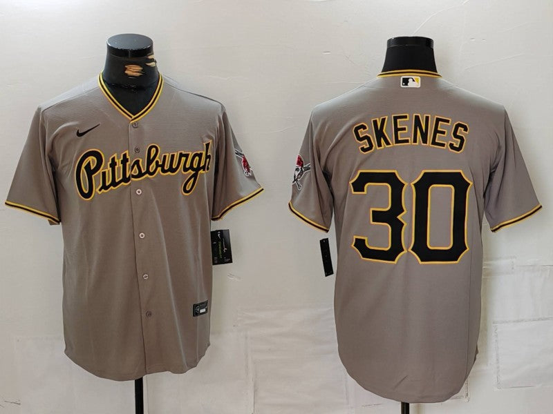 Men's Pittsburgh Pirates Paul Skenes #30 Gray Replica Player Jerseys