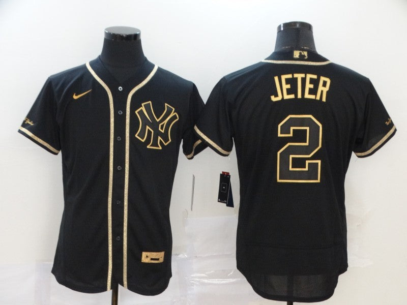 Men's New York Yankees Derek Jeter #2 Black Stitched Jerseys