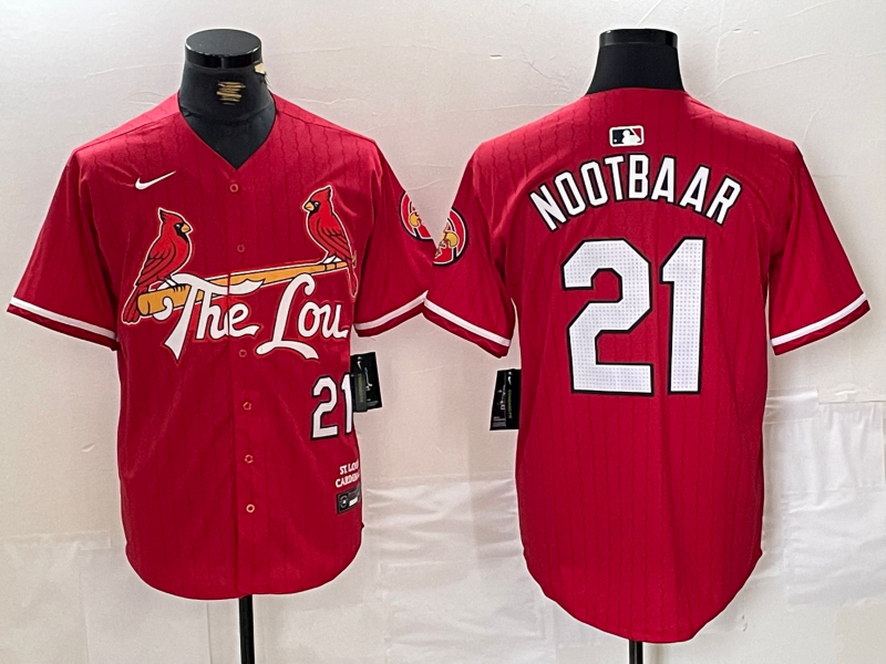 Men's St. Louis Cardinals Lars Nootbaar #21 Red 2024 City Connect Limited Player Jerseys