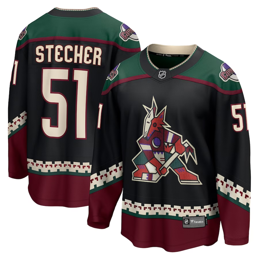 Men's Arizona Coyotes Troy Stecher #51 Black Home Breakaway Player Jerseys