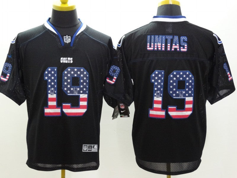 Men's Indianapolis Colts Johnny Unitas #19 Black Game Jerseys