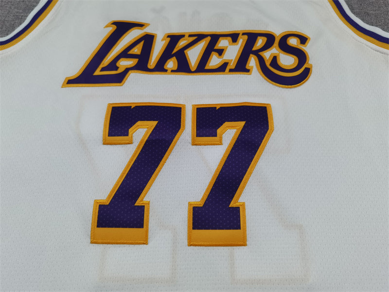Men's Los Angeles Lakers Luka Doncic #77 White Swingman Jerseys - Association Edition