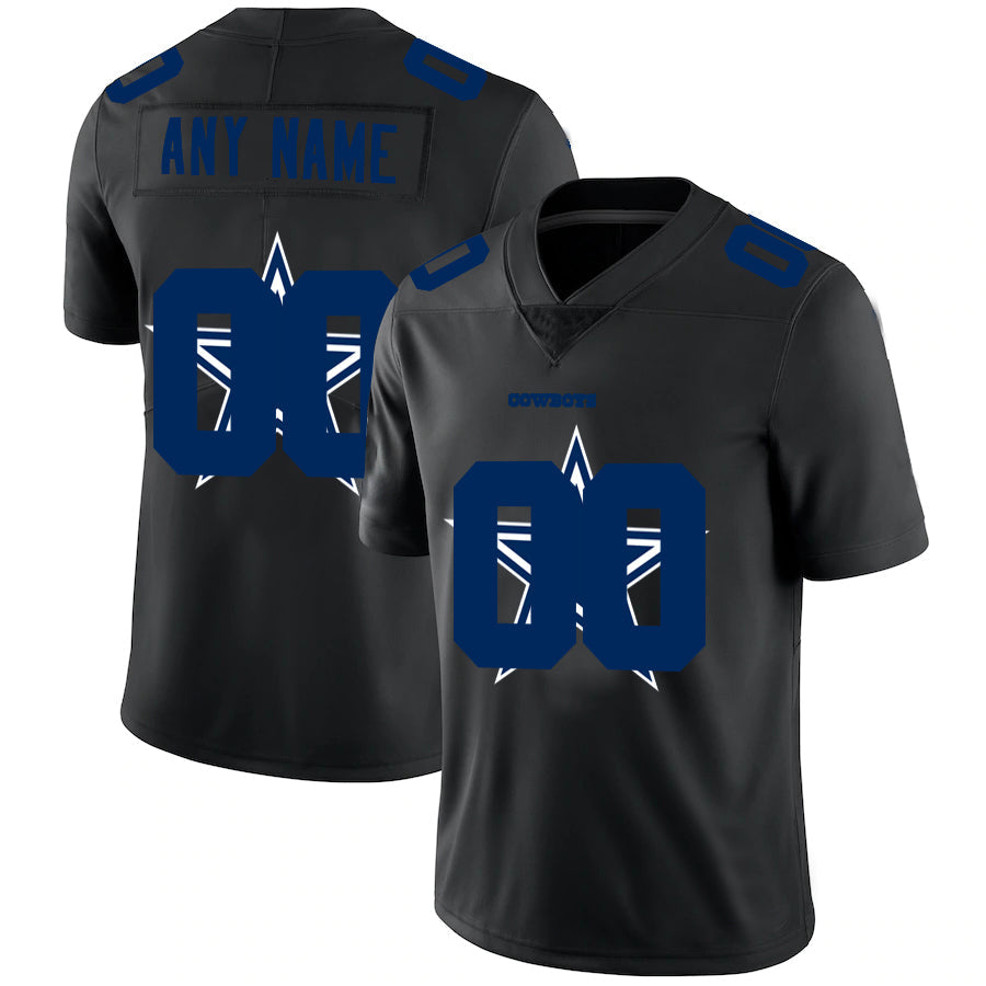 Custom1 Dallas Cowboys Jerseys Limited Black Vapor Untouchable Team Big Logo
