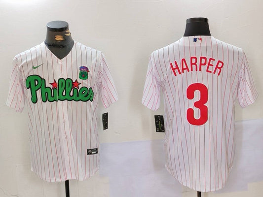 Men's Philadelphia Phillies Bryce Harper #3 White Limited Player Jerseys