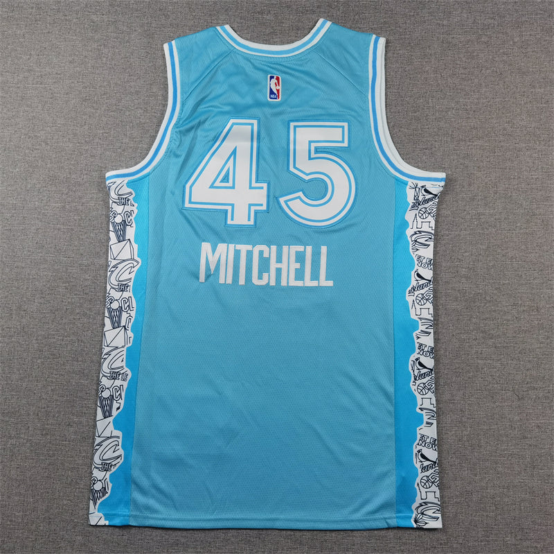 Men's Cleveland Cavaliers Donovan Mitchell #45 Light Blue 2024/25 Swingman Jerseys - City Edition