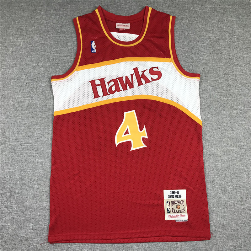 Men's Atlanta Hawks Spud Webb Red 1986-87 Hardwood Classics Swingman Jerseys