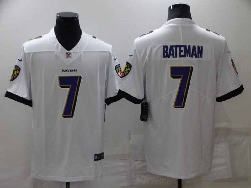 Men's Baltimore Ravens Rashod Bateman #7 White Game Jerseys