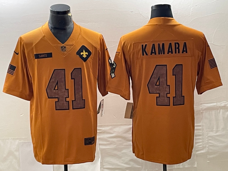 Men's New Orleans Saints Alvin Kamara #41 Brown 2023 Salute To Service Retired Player Limited Jerseys
