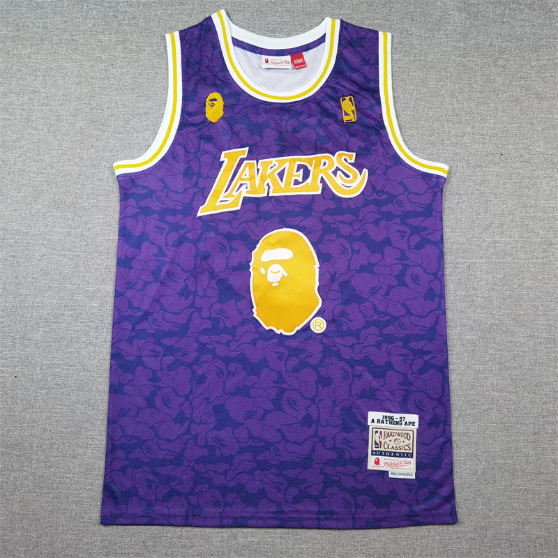 Men's Los Angeles Lakers BAPE #93 Purple 1996/97 Hardwood Classics Swingman Jerseys