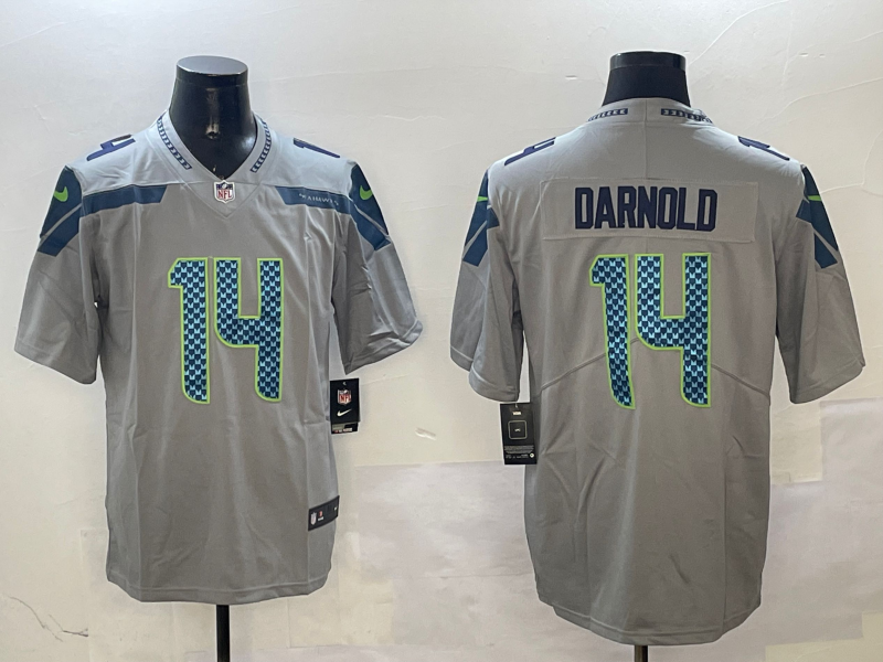 Men's Seattle Seahawks Sam Darnold #14 Gray Game Player Jerseys