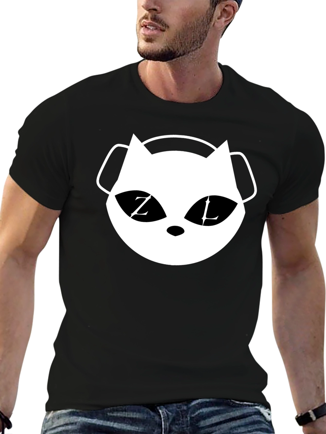 Cat DJ Graphic T-Shirt - Black Cotton Tee