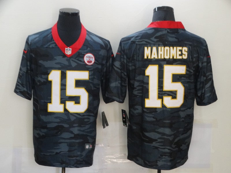 Men's Kansas City Chiefs Patrick Mahomes #15 Gray Camouflage Game Jerseys