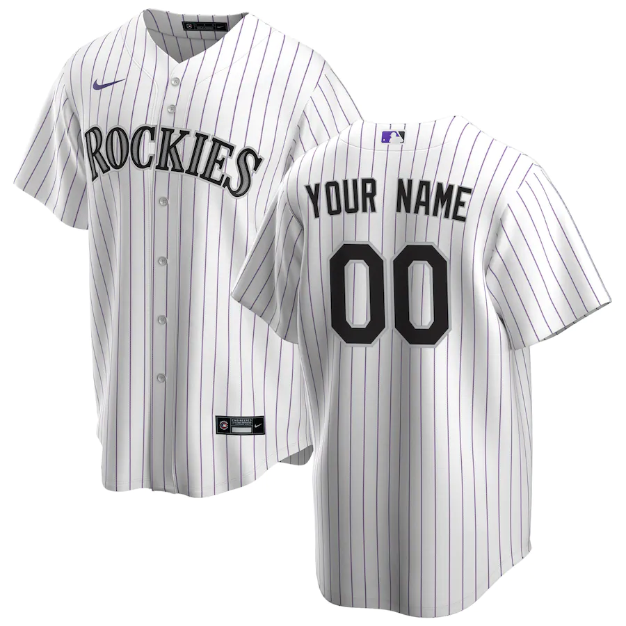 Men's Colorado Rockies White Home Replica Custom Jerseys