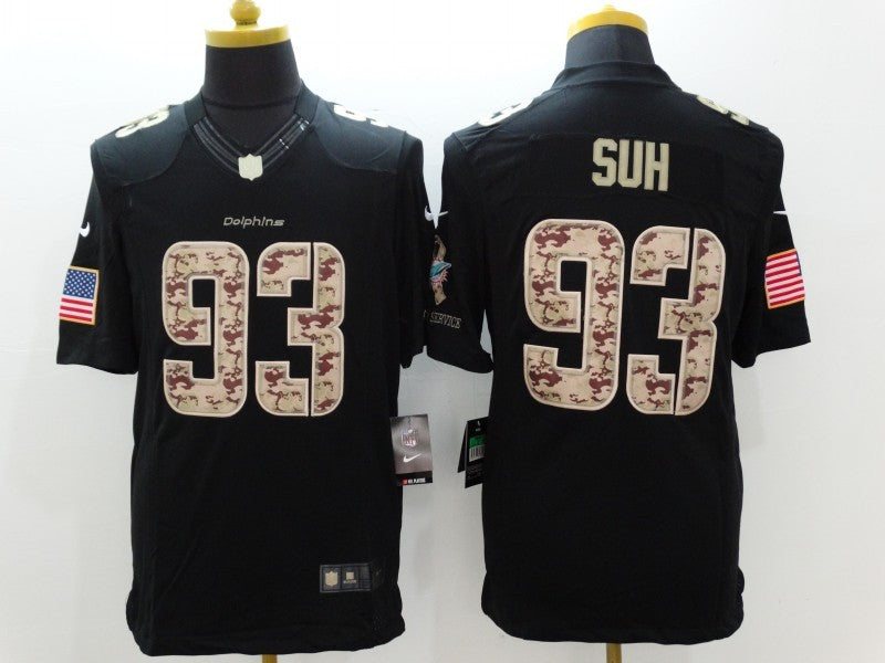 Men's Miami Dolphins Ndamukong Suh #93 Black Game Player Jerseys