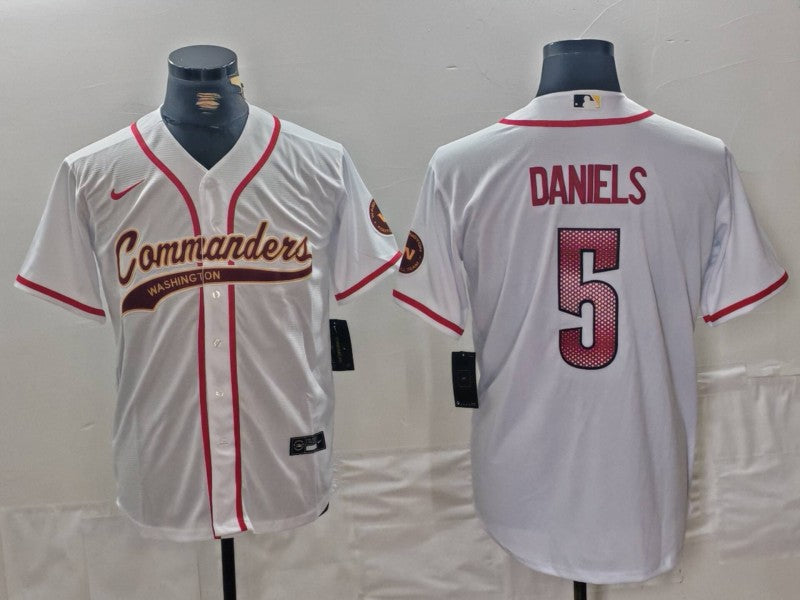 Men's Washington Commanders Jayden Daniels #5 White Game Jerseys