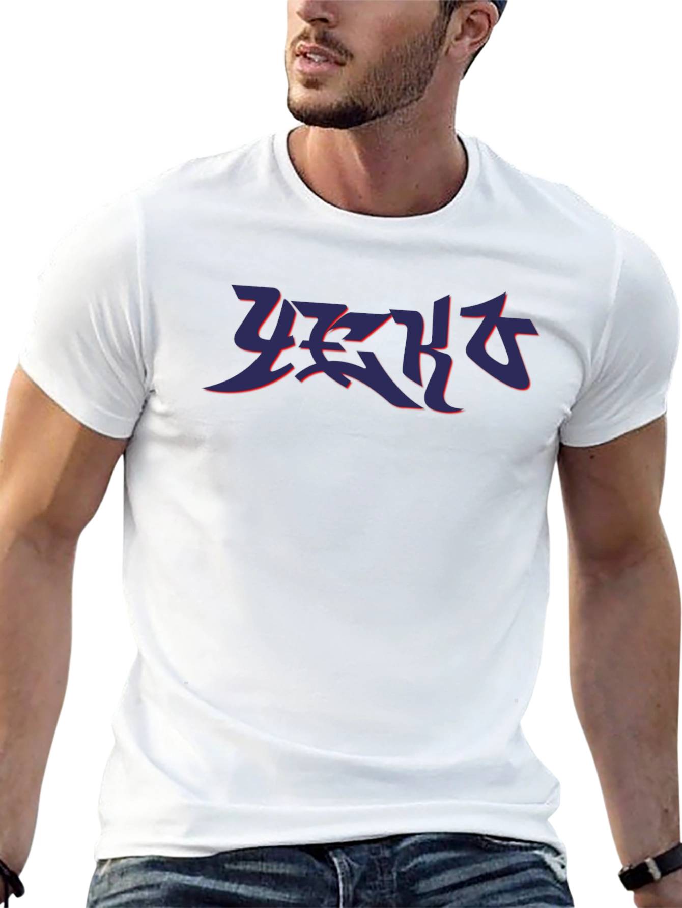 Black T-Shirt with Abstract Graphic Print