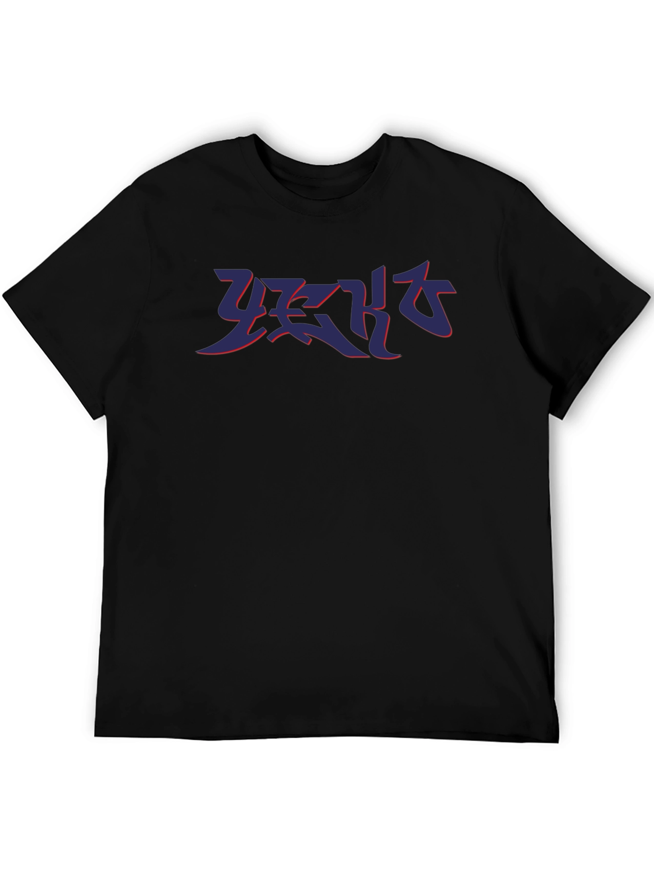 Black T-Shirt with Abstract Graphic Print