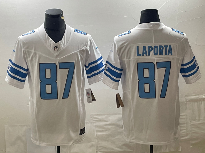 Men's Detroit Lions Sam LaPorta #87 White Game Jerseys