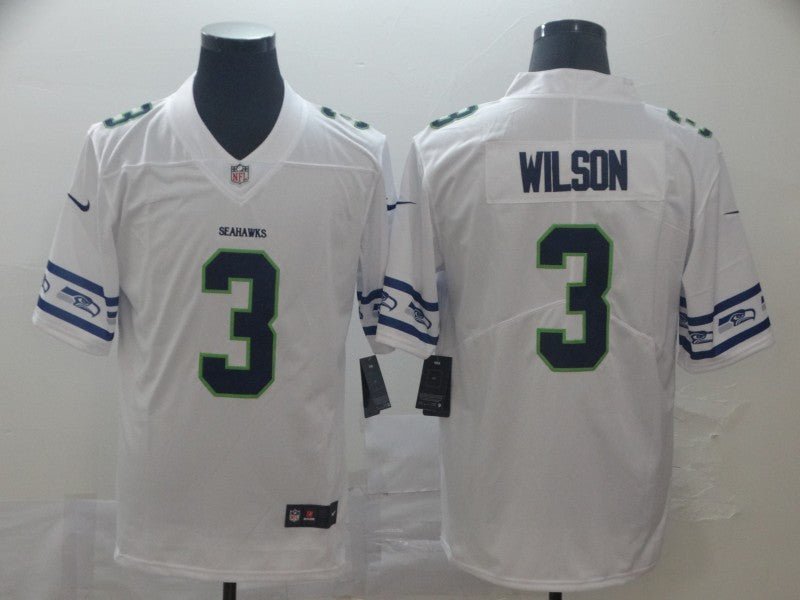 Men's Seattle Seahawks Russell Wilson #3 White Alternate Game Jerseys