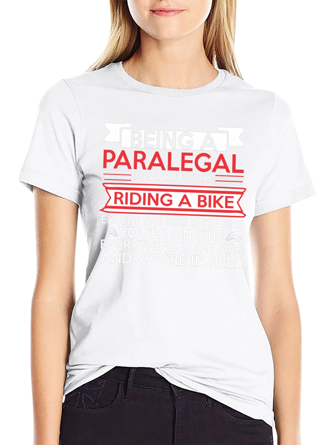 Paralegal Life Black T-Shirt: Riding a Bike in Hell