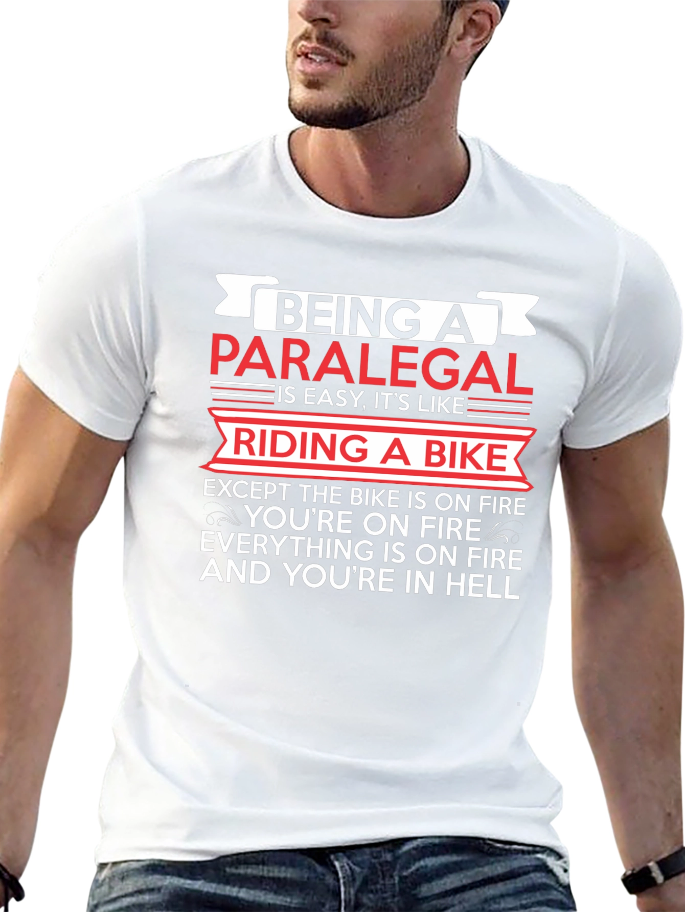Paralegal Life Black T-Shirt: Riding a Bike in Hell