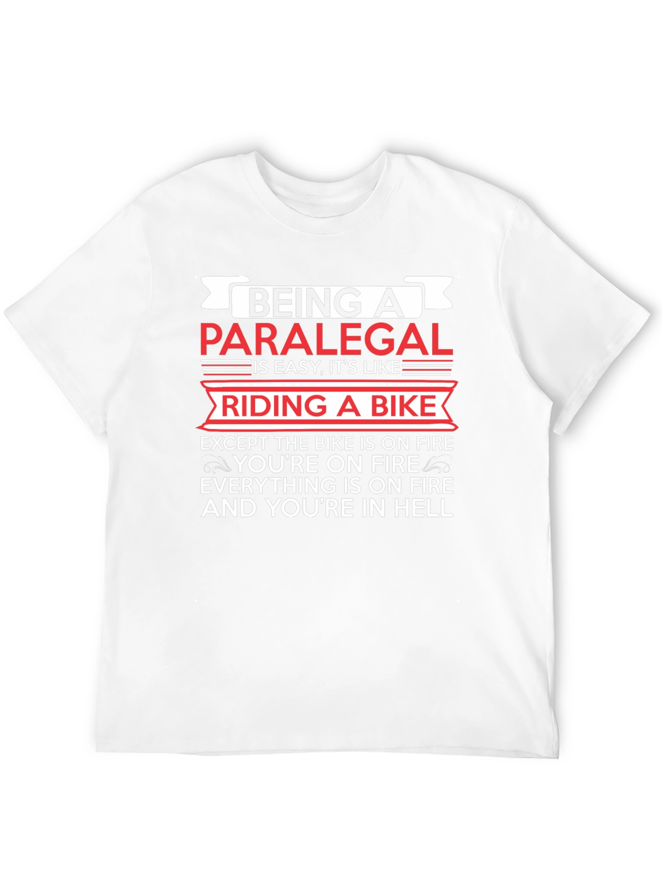 Paralegal Life Black T-Shirt: Riding a Bike in Hell