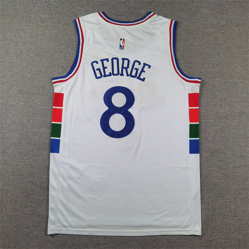 Men's Philadelphia 76ers Paul George #8 White 2024/25 Swingman Player Jerseys - City Edition