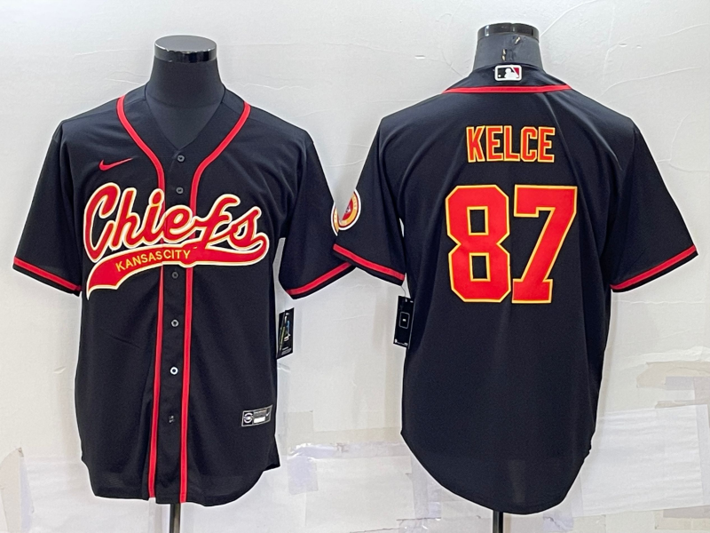 Men's Kansas City Chiefs Travis Kelce #87 Black Game Jerseys Joint Edition