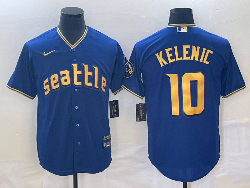 Men's Seattle Mariners Jarred Kelenic #10 Royal 2023 City Connect Replica Jerseys