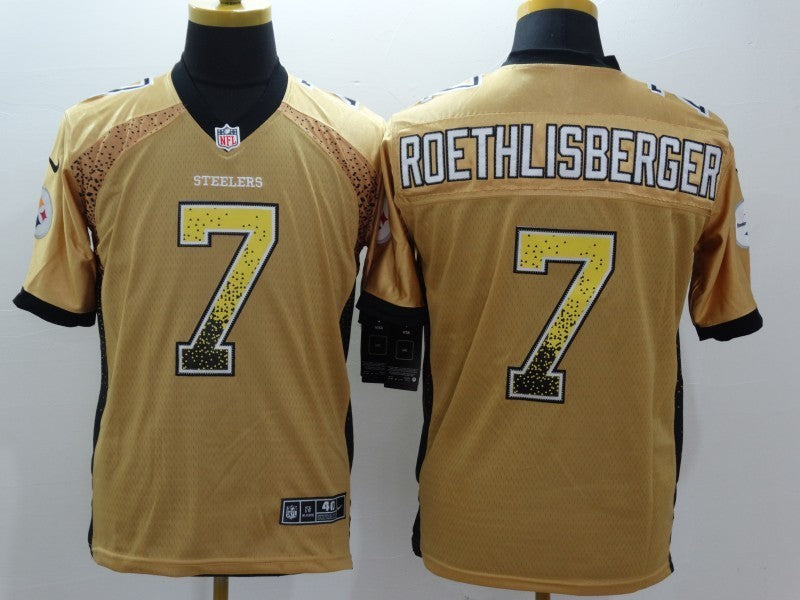 Men's Pittsburgh Steelers Ben Roethlisberger #7 Gold Game Jerseys