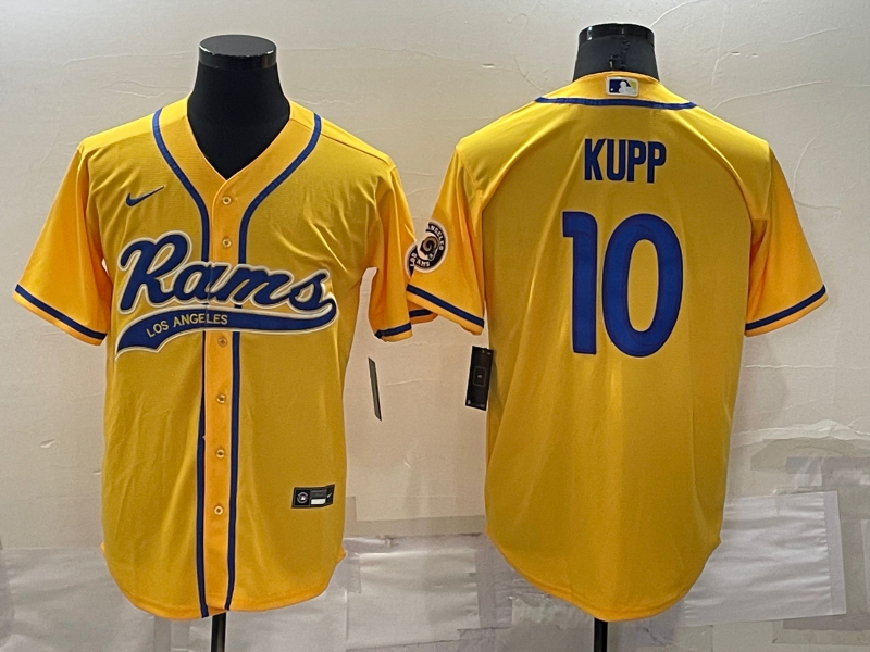 Men's Los Angeles Rams Cooper Kupp #10 Yellow Game Jerseys Joint Edition