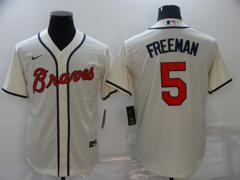 Men's Atlanta Braves Freedie Freeman #5 Beige Replica Jerseys