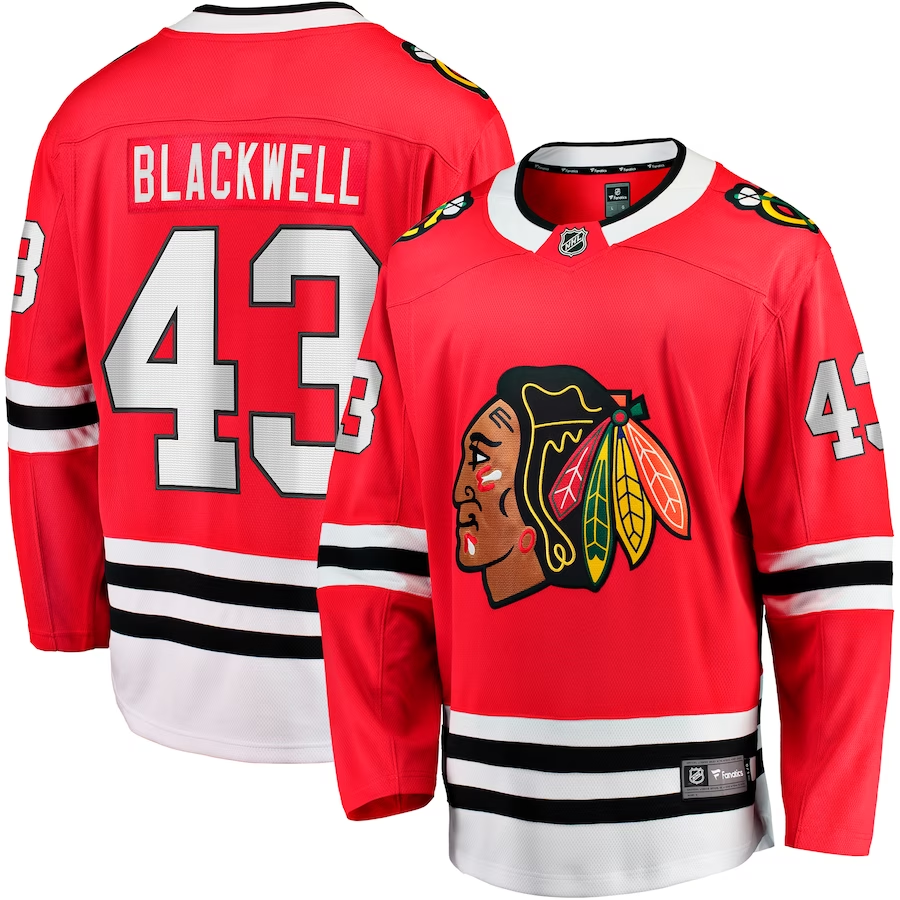 Men's Chicago Blackhawks Colin Blackwell #43 Red Home Breakaway Jerseys