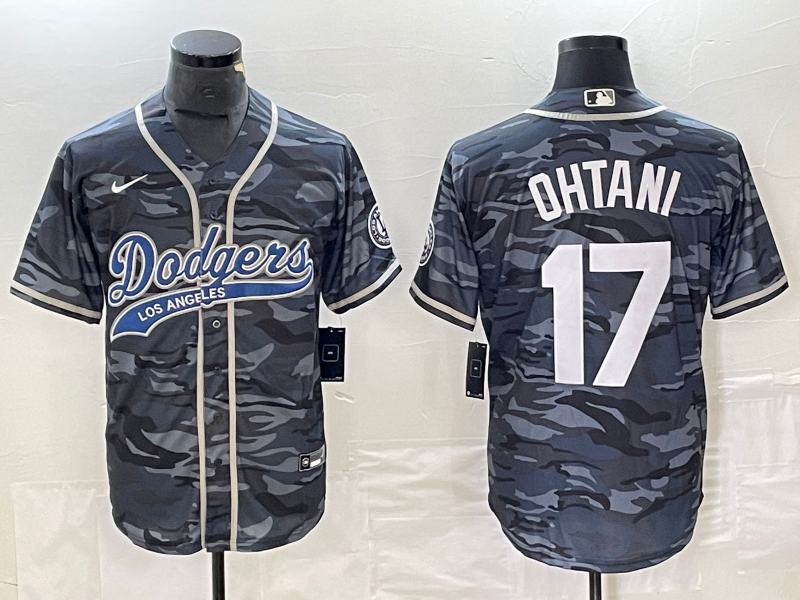 Men's Los Angeles Dodgers Shohei Ohtani #17 Grey Camouflage Player Jerseys Joint Edition